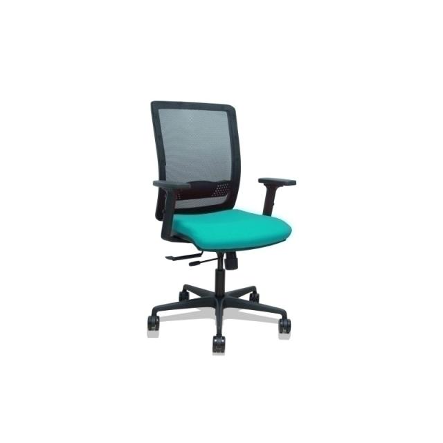 PIQUERAS Y CRESPO - Silla Haches traslack malla negra asiento bali turquesa brazos 2D ruedas 65mm