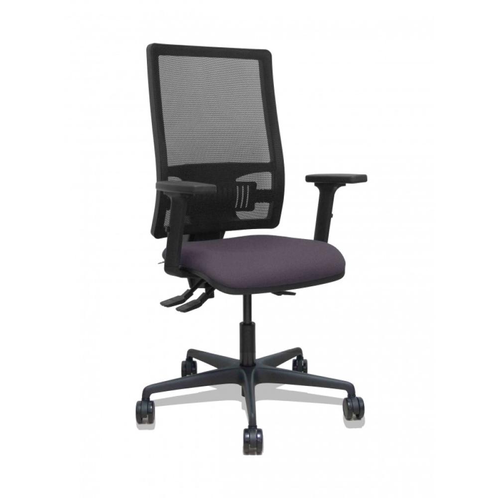 PIQUERAS Y CRESPO - Silla Bormate asincro malla negra asiento bali gris oscuro brazos 2D ruedas 65mm