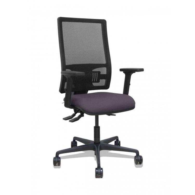 PIQUERAS Y CRESPO - Silla Bormate asincro malla negra asiento bali gris oscuro brazos 2D ruedas 65mm