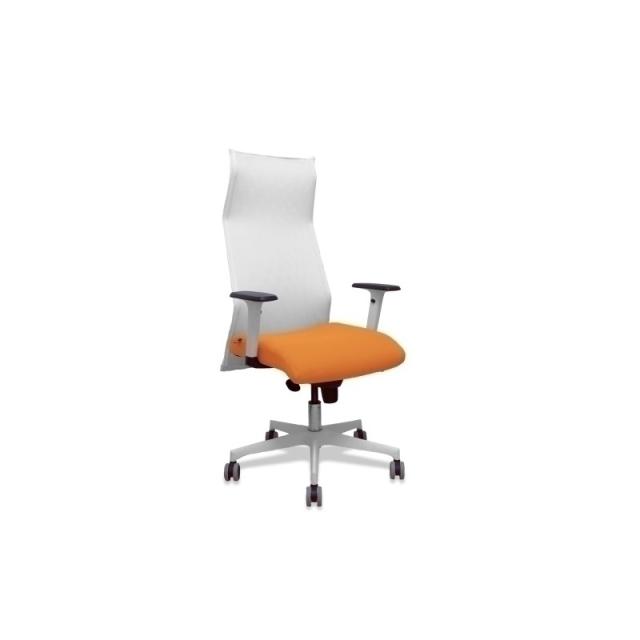 PIQUERAS Y CRESPO - Sillón Sahuco blanco bali naranja brazos blancos base blanca ruedas parqué 65mm