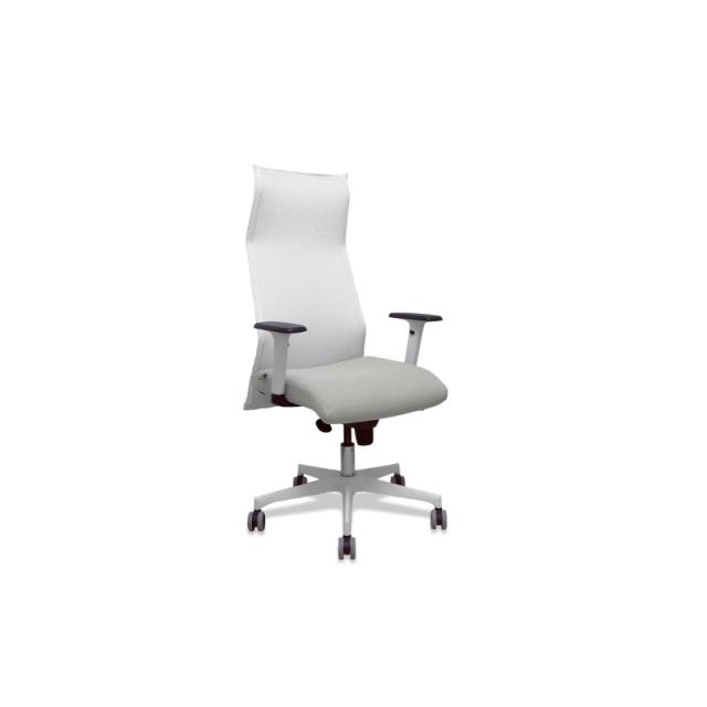 PIQUERAS Y CRESPO - Sillón Sahuco blanco bali gris claro brazos blancos base blanca ruedas parqué 65mm