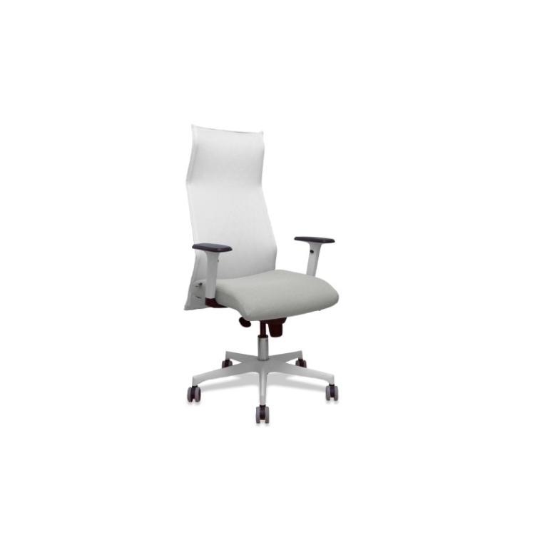 PIQUERAS Y CRESPO - Sillón Sahuco blanco bali gris claro brazos blancos base blanca ruedas parqué 65mm