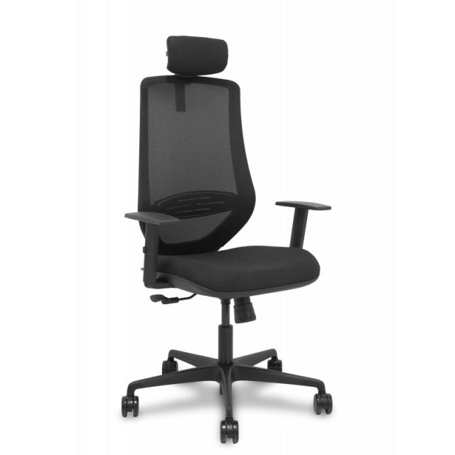 PIQUERAS Y CRESPO - Silla Mardos sincro malla negra bali negro brazo regulable cabecero regulable