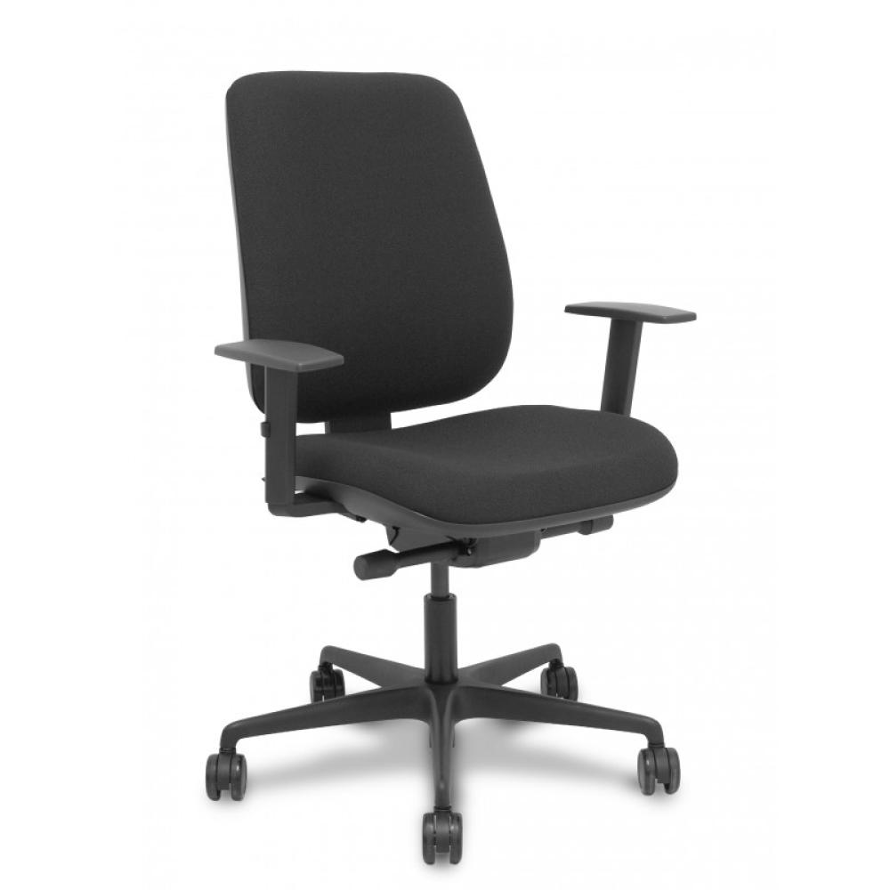 PIQUERAS Y CRESPO - Silla Alares traslack tapizada bali negro brazo regulable