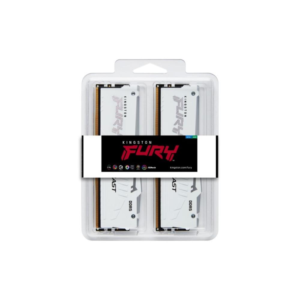 Kingston Technology - FURY Beast 64GB 6000MT/s DDR5 CL30 DIMM (Kit de 2) White RGB EXPO