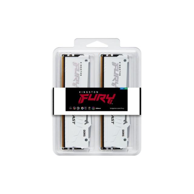 Kingston Technology - FURY Beast 32GB 6000MT/s DDR5 CL30 DIMM (Kit de 2) White RGB EXPO
