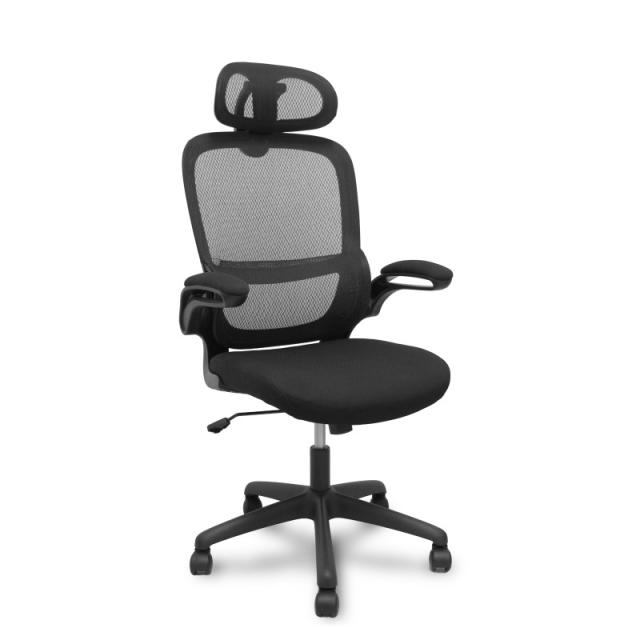 PIQUERAS Y CRESPO - Silla Pro525 respaldo malla negro asiento tela color negro y cabecero