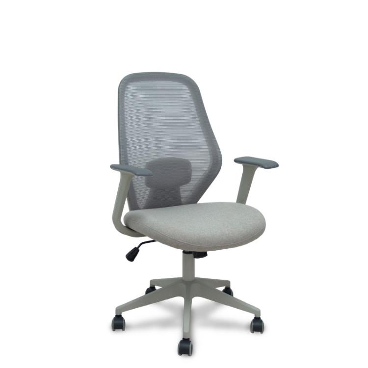 PIQUERAS Y CRESPO - Silla Ergo529 gris respaldo malla gris asiento tela gris base piramidal gris claro ruedas nailon