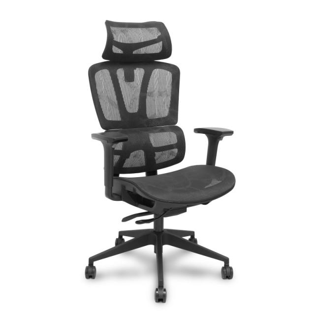 PIQUERAS Y CRESPO - Silla Pro537 traslack malla negra brazos 3D ruedas nailon 60 mm