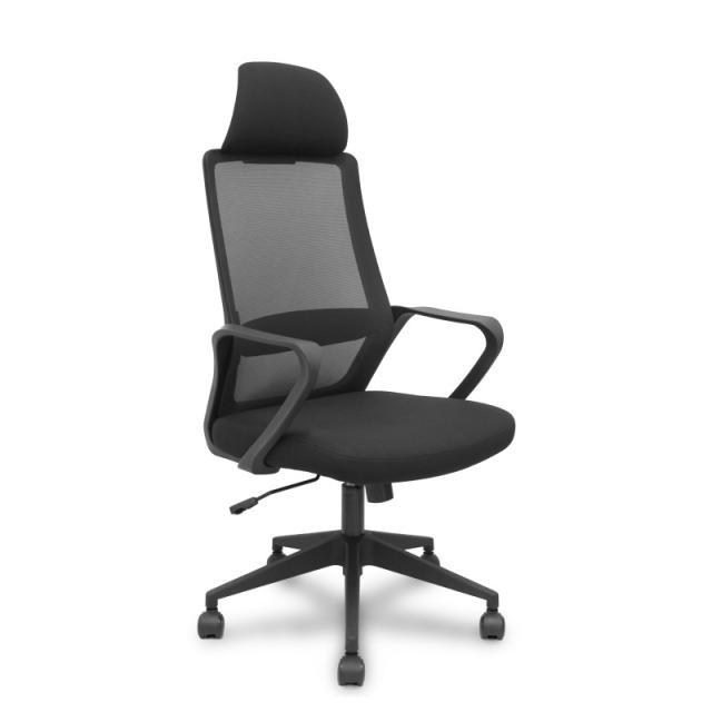 PIQUERAS Y CRESPO - Silla Pro534 negra respaldo malla negro asiento tela negro base piramidal negra ruedas nailon