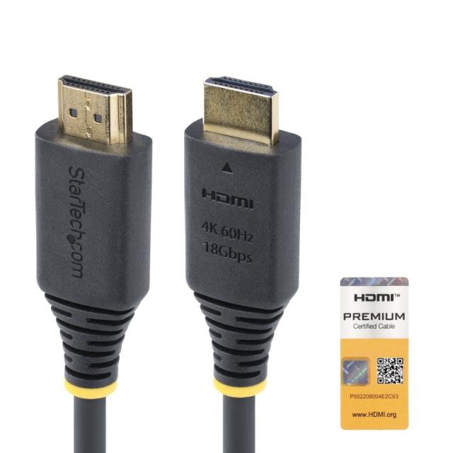 StarTech.com - Cable HDMI Premium Certificado de Alta Velocidad de 50cm - 4K 60Hz - 144Hz - UHD - HDR10/HDCP 2.2/ARC - 18Gbps -