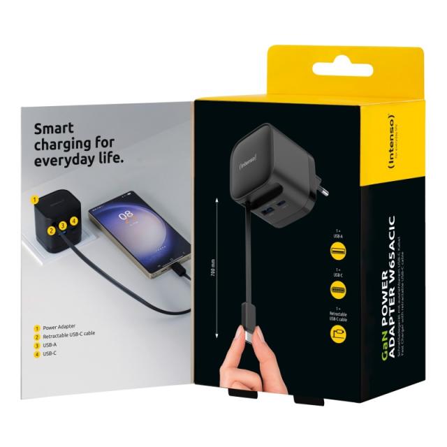 Intenso - 7806520 adaptador e inversor de corriente Interior 65 W Negro - 7806520