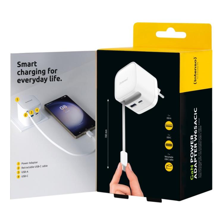 Intenso - 7806520 adaptador e inversor de corriente Interior 65 W Negro - 7806522