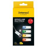 Intenso - 5 x Memoria USB Office Line, 16 GB, USB-A, 3.2 Gen 1x1, colores surtidos
