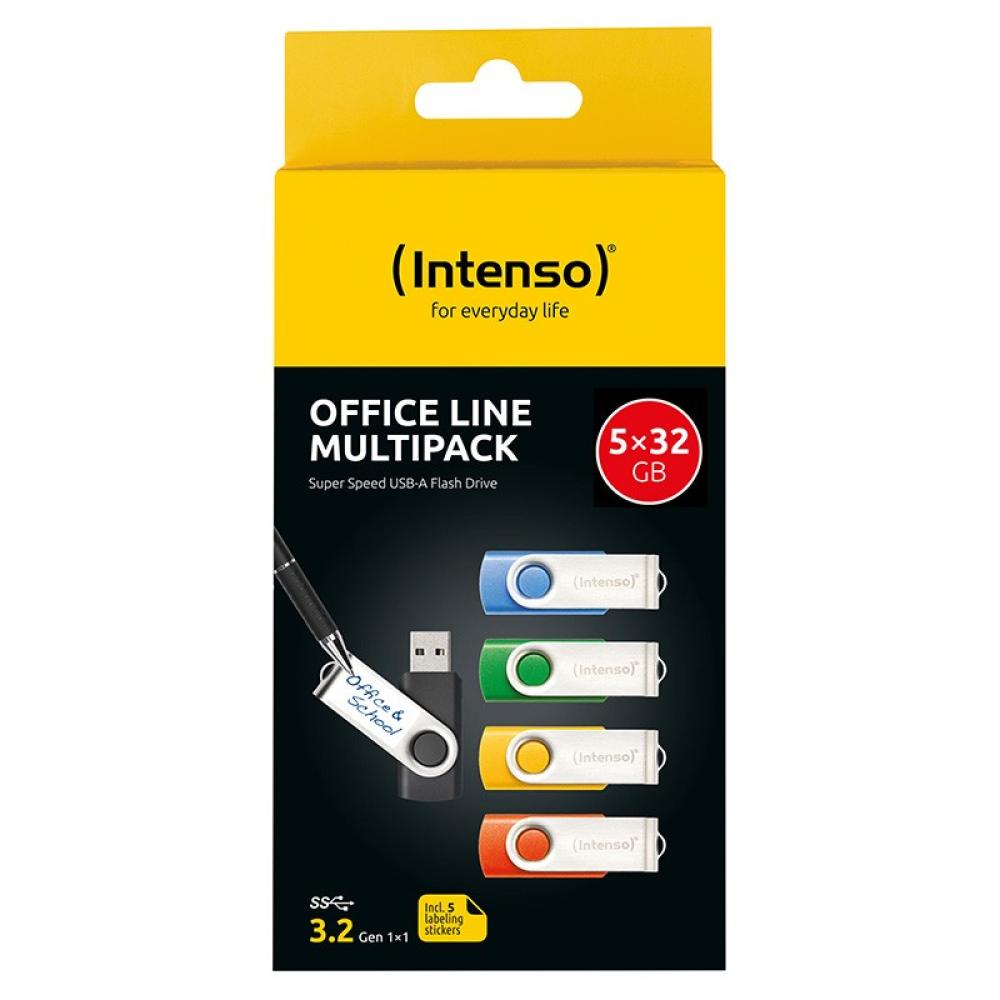 Intenso - 5 x Memoria USB Office Line, 32 GB, USB-A, 3.2 Gen 1x1, colores surtidos