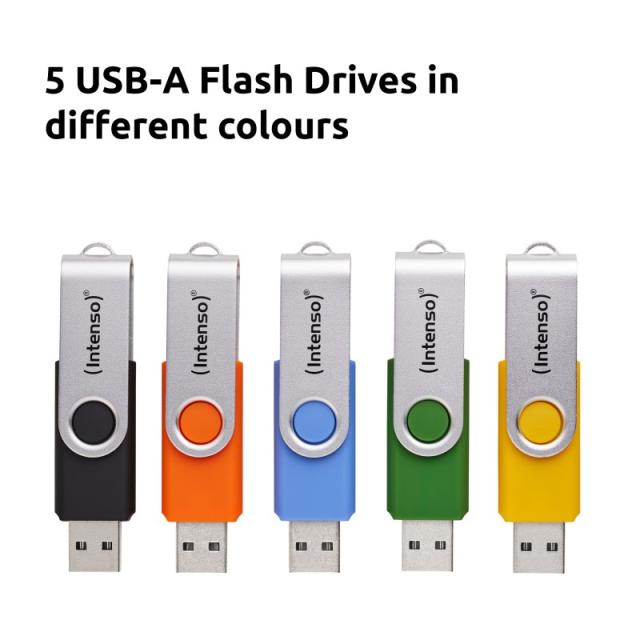 Intenso - 5 x Memoria USB Office Line, 64 GB, USB-A, 3.2 Gen 1x1, colores surtidos
