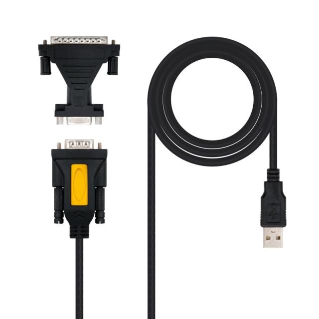 Nanocable - CONVERTIDOR USB A SERIE, TIPO A/M-RS232 DB9/M DB25/M, 1,8 M
