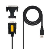 Nanocable - CONVERTIDOR USB A SERIE, TIPO A/M-RS232 DB9/M DB25/M, 1,8 M