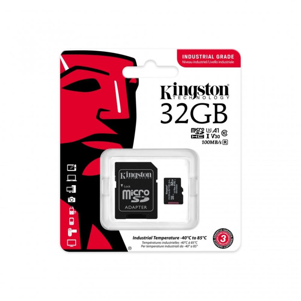 Kingston Technology - Tarjeta 32GB microSDHC Industrial C10 A1 pSLC + adaptador SD
