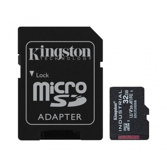 Kingston Technology - Tarjeta 32GB microSDHC Industrial C10 A1 pSLC + adaptador SD