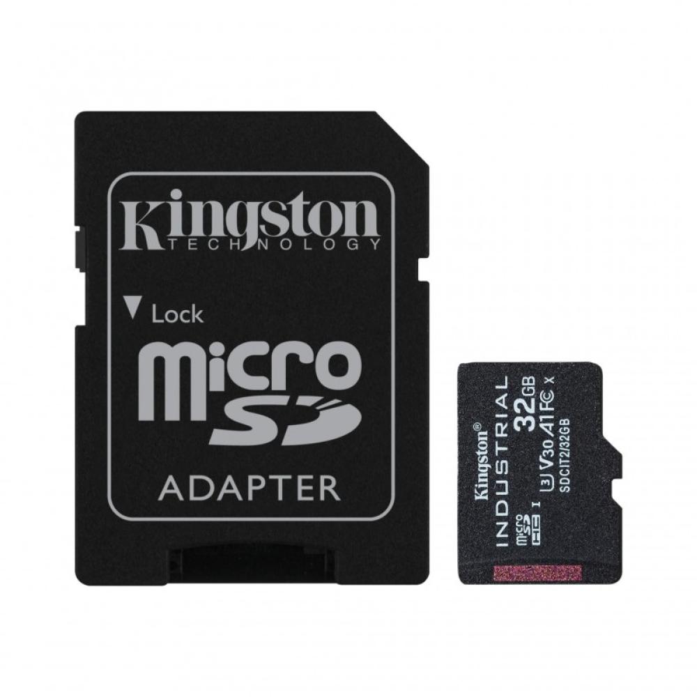 Kingston Technology - Tarjeta 32GB microSDHC Industrial C10 A1 pSLC + adaptador SD