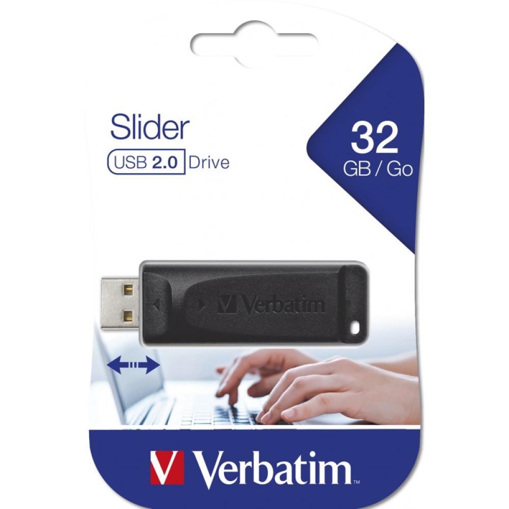 Verbatim - Slider - Unidad USB de 32 GB - Negro
