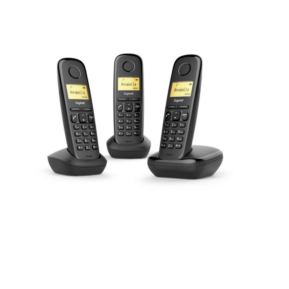 Gigaset - A170 Trio Teléfono DECT/analógico Identificador de llamadas Negro