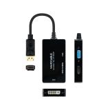 Nanocable - Conversor DISPLAYPORT a HDMI/DVI/VGA, 20 cm, Negro