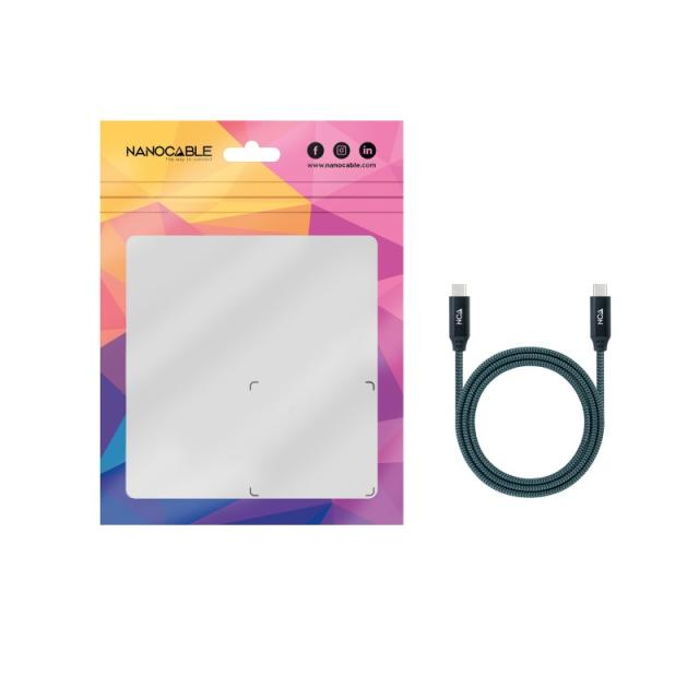 Nanocable - Cable USB 3.2 Gen2x2 20Gbps 5A/100W 4K/60Hz USB-C/M-USB-C/M, Gris/Negro, 0.5 m