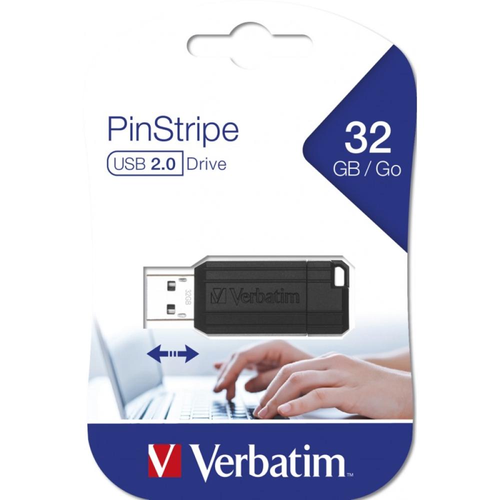 Verbatim - PinStripe - Unidad USB de 32 GB - Negro