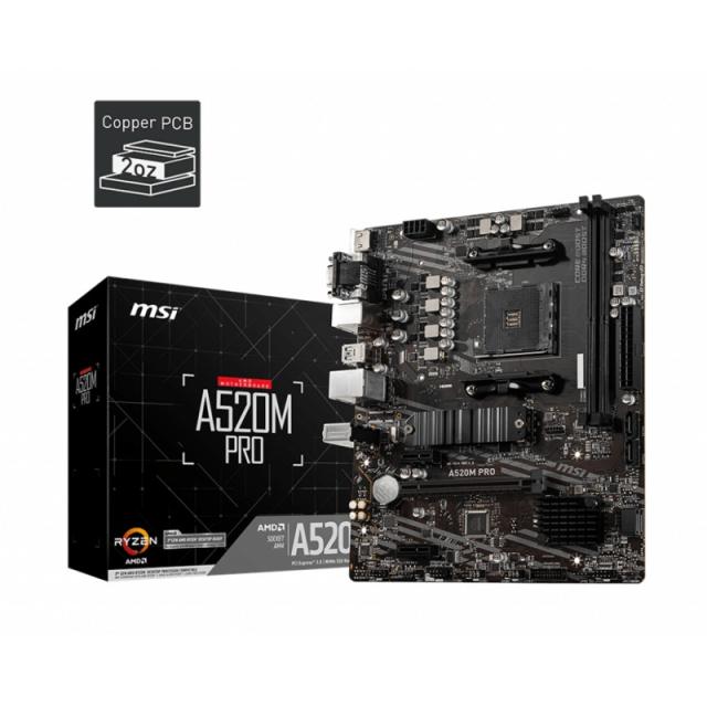 MSI - A520M PRO placa base AMD A520 Zócalo AM4 micro ATX