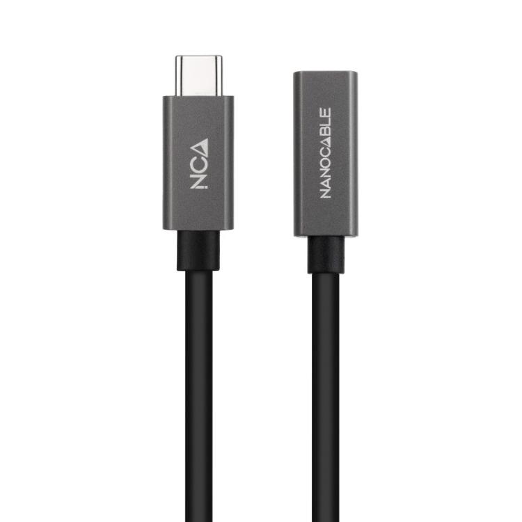Nanocable - Cable Prolongador USB-C 3.2 Gen2x2 20Gbps 3A, 4K/60Hz, USB-C/M-USB-C/H, Negro, 1.5 m