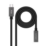 Nanocable - Cable Prolongador USB-C 3.2 Gen2x2 20Gbps 3A, 4K/60Hz, USB-C/M-USB-C/H, Negro, 1.5 m