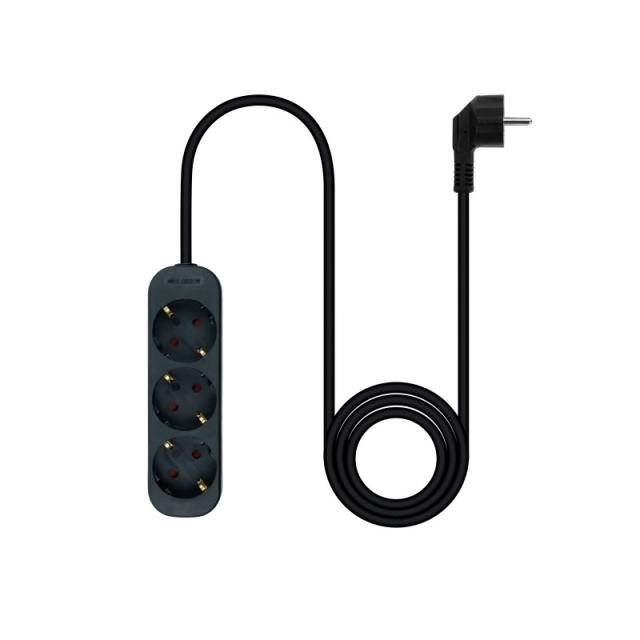 Nanocable - Regleta de Enchufes con 3 Tomas, 1.4 m, Negro