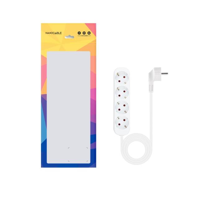 Nanocable - Regleta de Enchufes con 4 Tomas, 1.4 m, Blanco