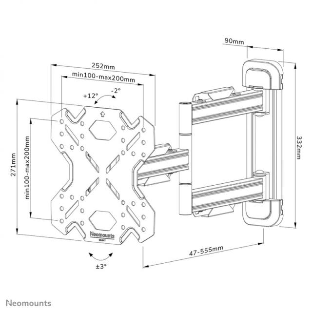 Neomounts - WL40S-850BL12 Soporte de pared para TV 32-55" - movimiento completo - instalación rápida