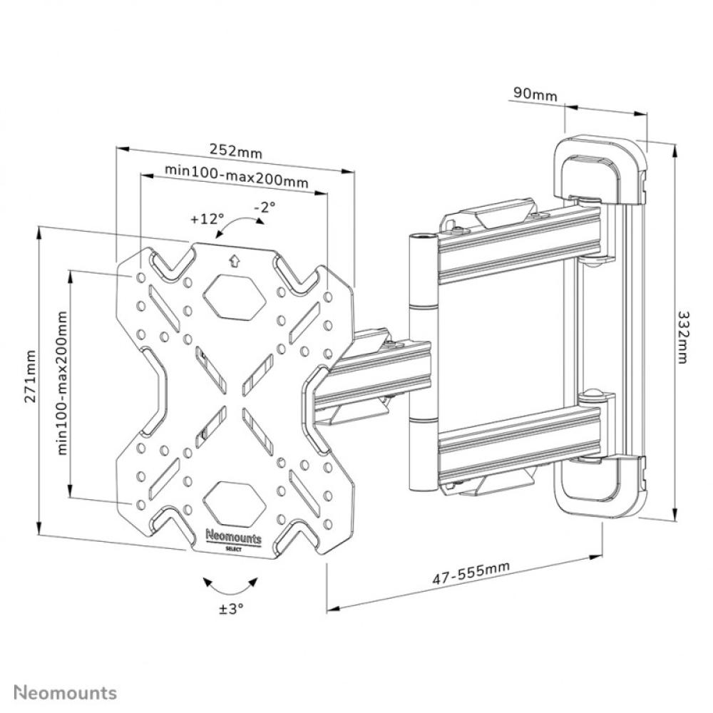 Neomounts - WL40S-850BL12 Soporte de pared para TV 32-55" - movimiento completo - instalación rápida