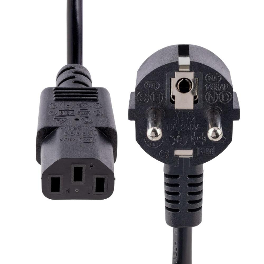 StarTech.com - Cable de 3m (10 pies) de Alimentación para Ordenador, 18AWG, UE Schuko a C13, 250V 10A, Cable de Corriente, Cable