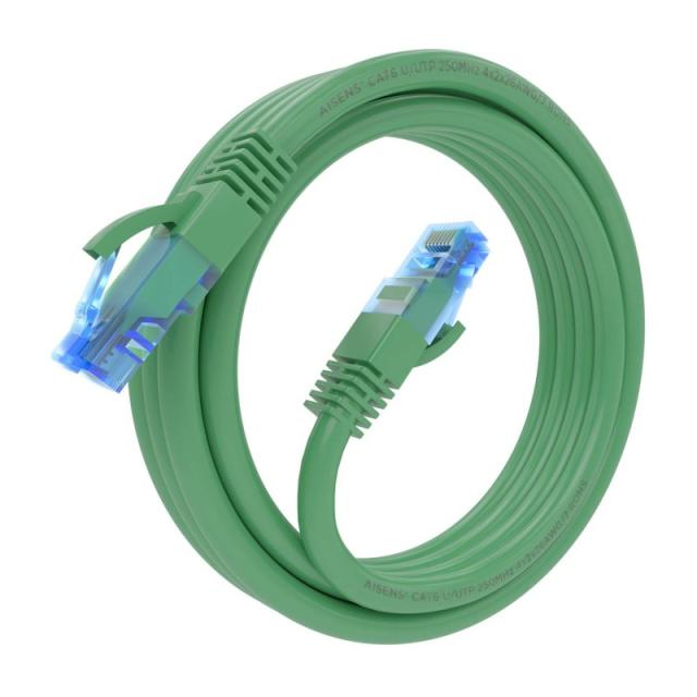 AISENS - Cable De Red Latiguillo RJ45 Cat.6 UTP AWG26 CCA, Verde, 3.0 m