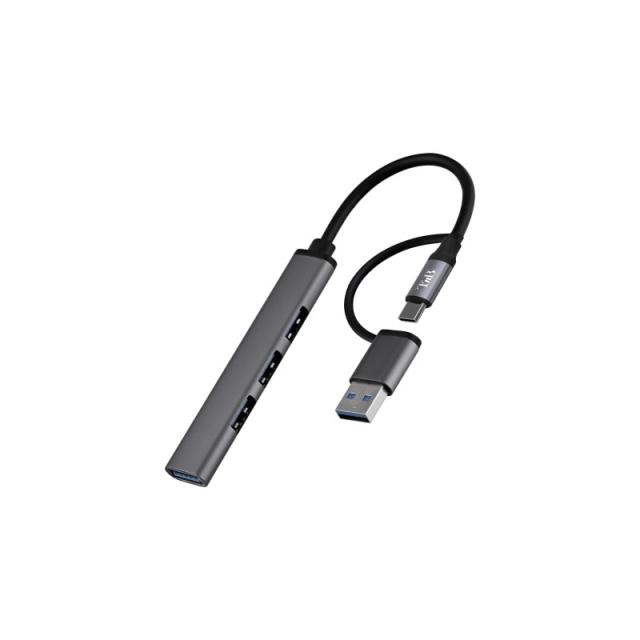 T''nB - HUBSLIM4 hub de interfaz USB 2.0 5000 Mbit/s Gris