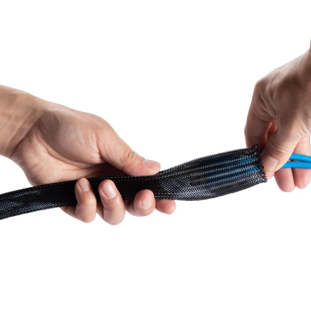 AISENS - Organizador de cable poliéster 20mm, Negro, 1.0m