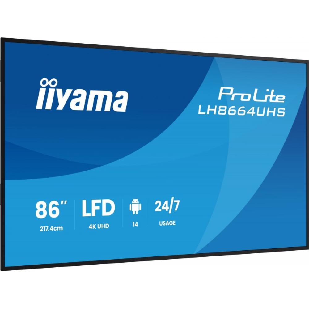 iiyama - LH8664UHS-B3AG pantalla de señalización Pantalla plana para señalización digital 2,17 m (85.6") Wifi 450 cd / m² 4K Ult
