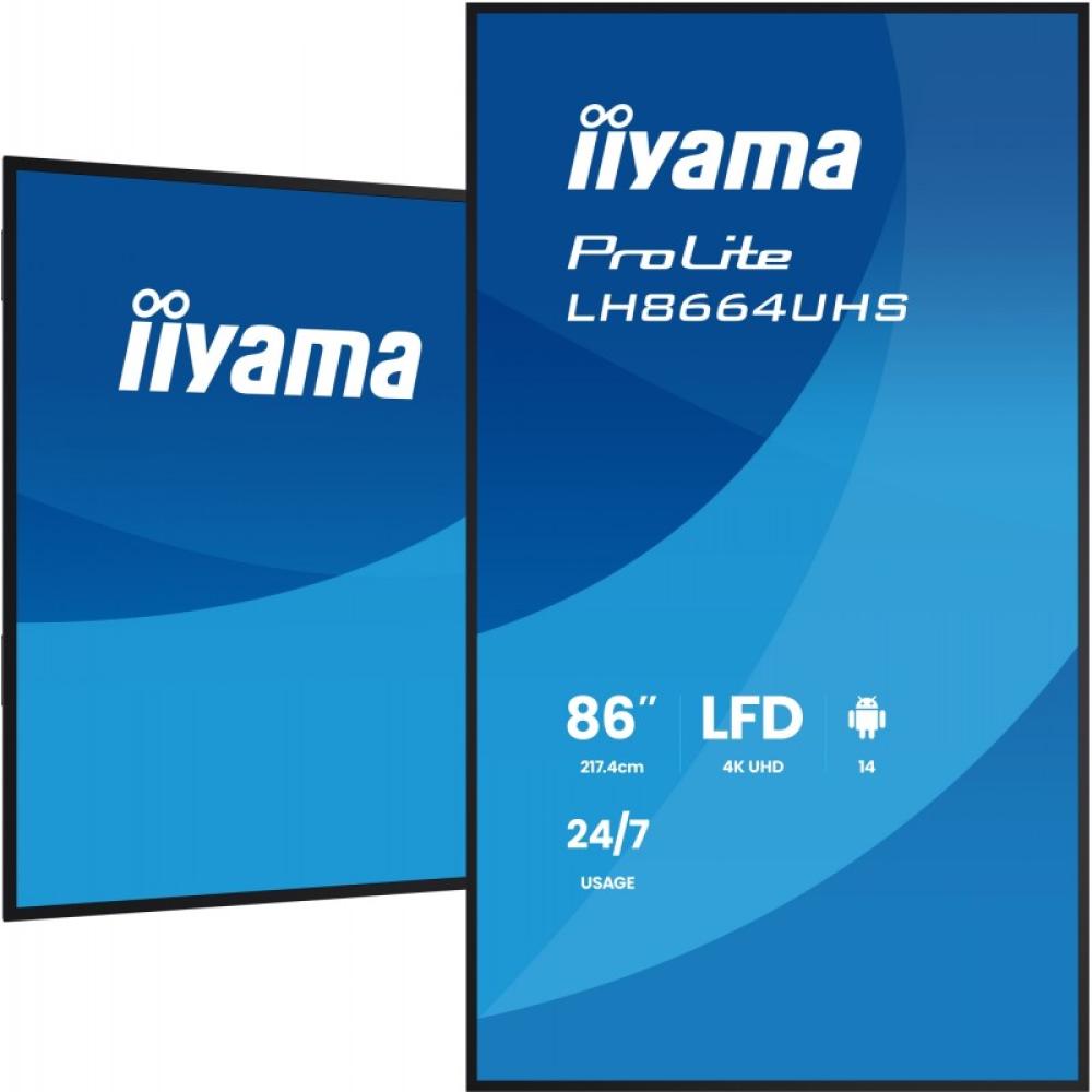 iiyama - LH8664UHS-B3AG pantalla de señalización Pantalla plana para señalización digital 2,17 m (85.6") Wifi 450 cd / m² 4K Ult