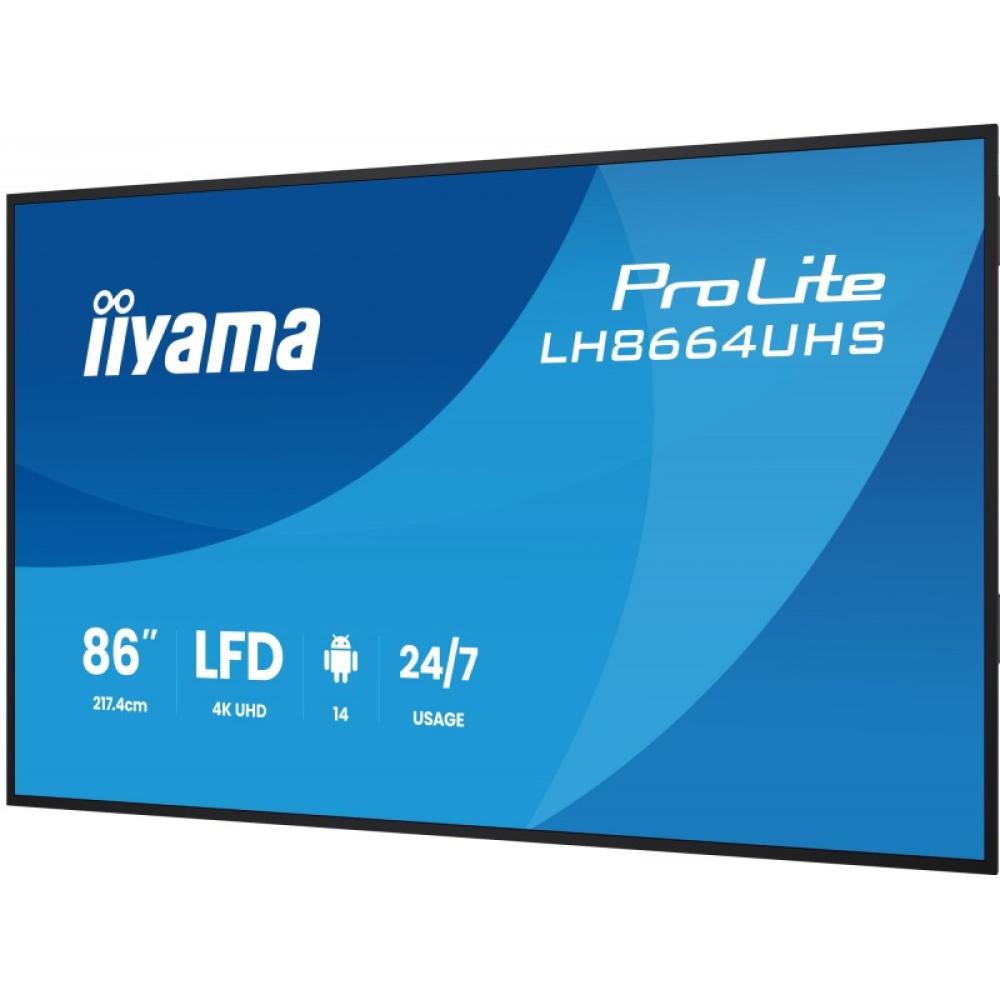 iiyama - LH8664UHS-B3AG pantalla de señalización Pantalla plana para señalización digital 2,17 m (85.6") Wifi 450 cd / m² 4K Ult