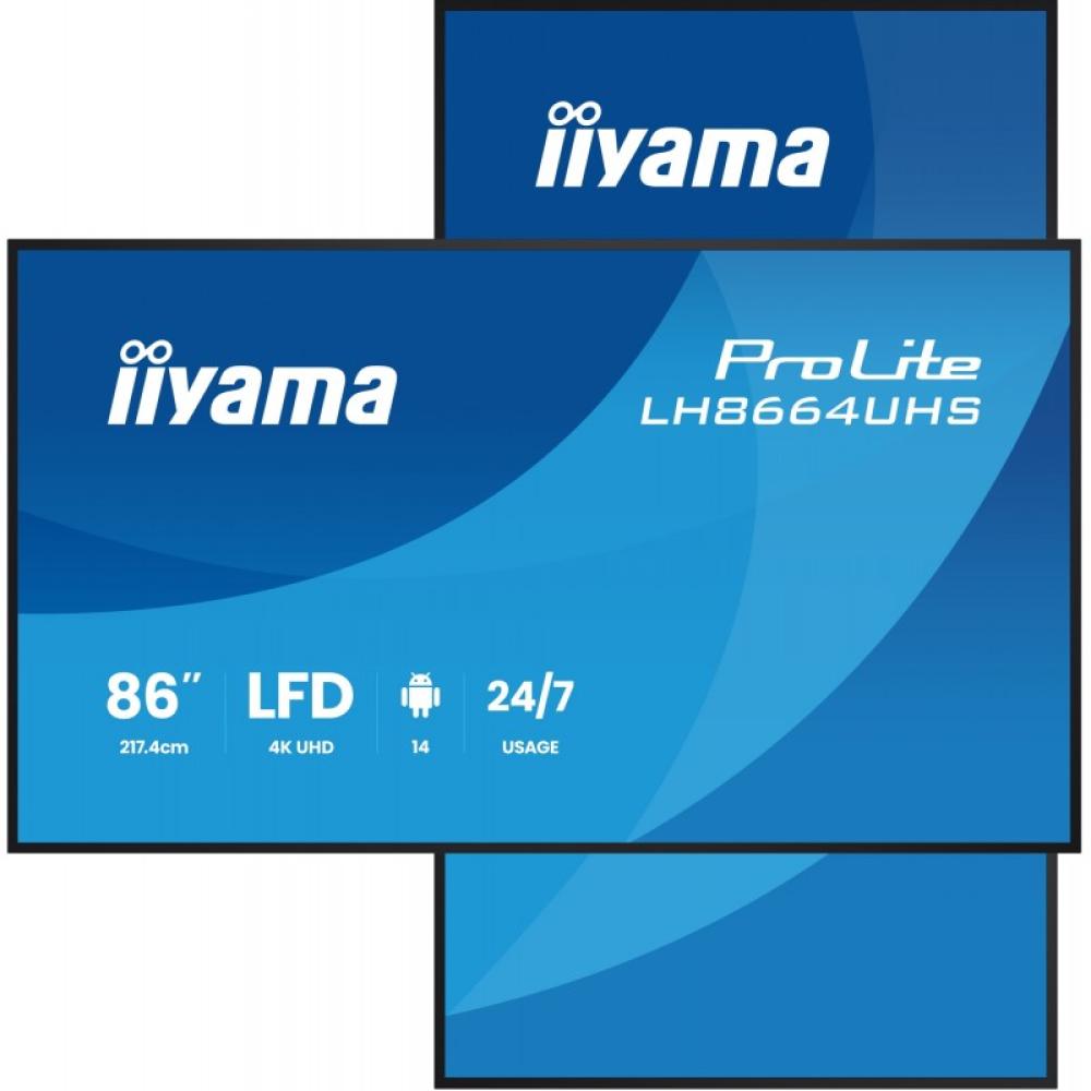 iiyama - LH8664UHS-B3AG pantalla de señalización Pantalla plana para señalización digital 2,17 m (85.6") Wifi 450 cd / m² 4K Ult