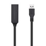 AISENS - Cable USB 3.0 Prolongador con amplificador y alim., Tipo A/M-A/H, Negro, 10m