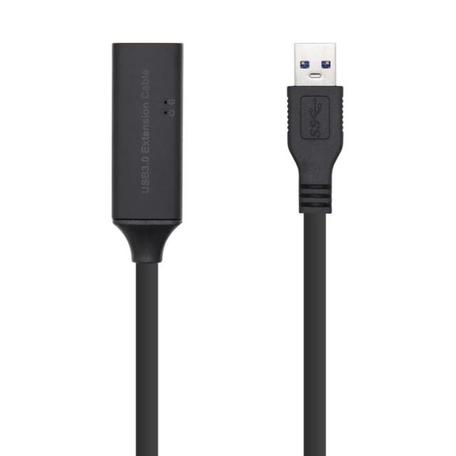 AISENS - Cable USB 3.0 Prolongador con amplificador y alim., Tipo A/M-A/H, Negro, 15m
