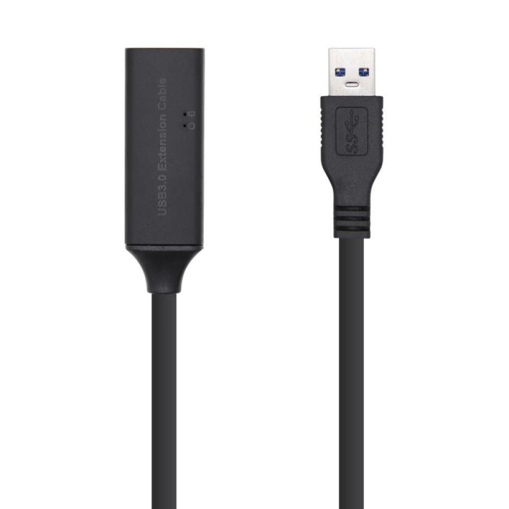 AISENS - Cable USB 3.0 Prolongador con amplificador y alim., Tipo A/M-A/H, Negro, 15m