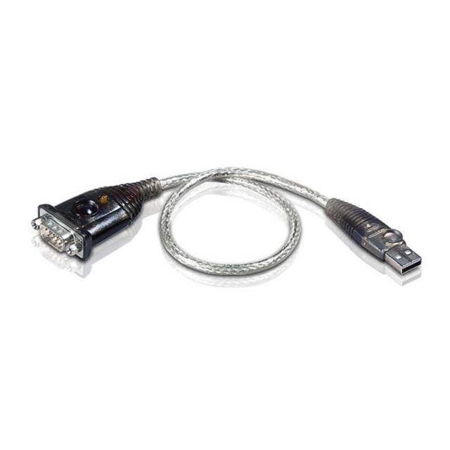 ATEN - UC232A cable de serie Negro, Acero inoxidable, Transparente 0,35 m USB tipo A DB-9