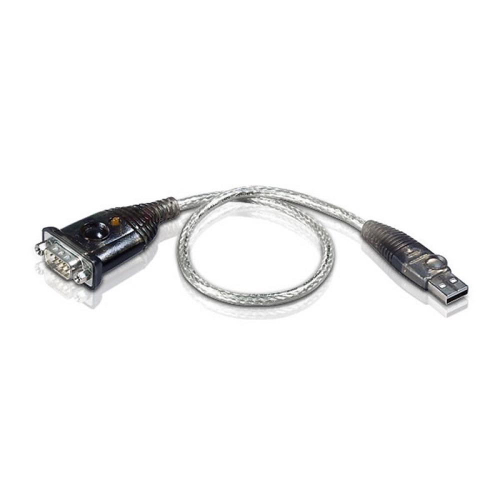 ATEN - UC232A cable de serie Negro, Acero inoxidable, Transparente 0,35 m USB tipo A DB-9
